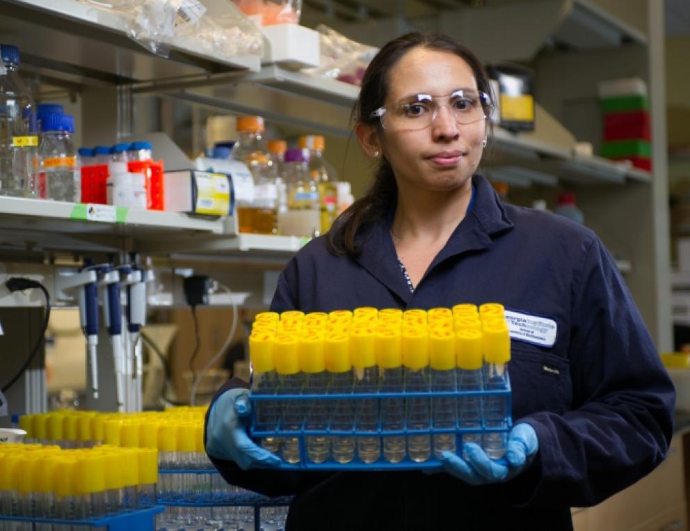 Peralta Yahya is pictured in her lab.
